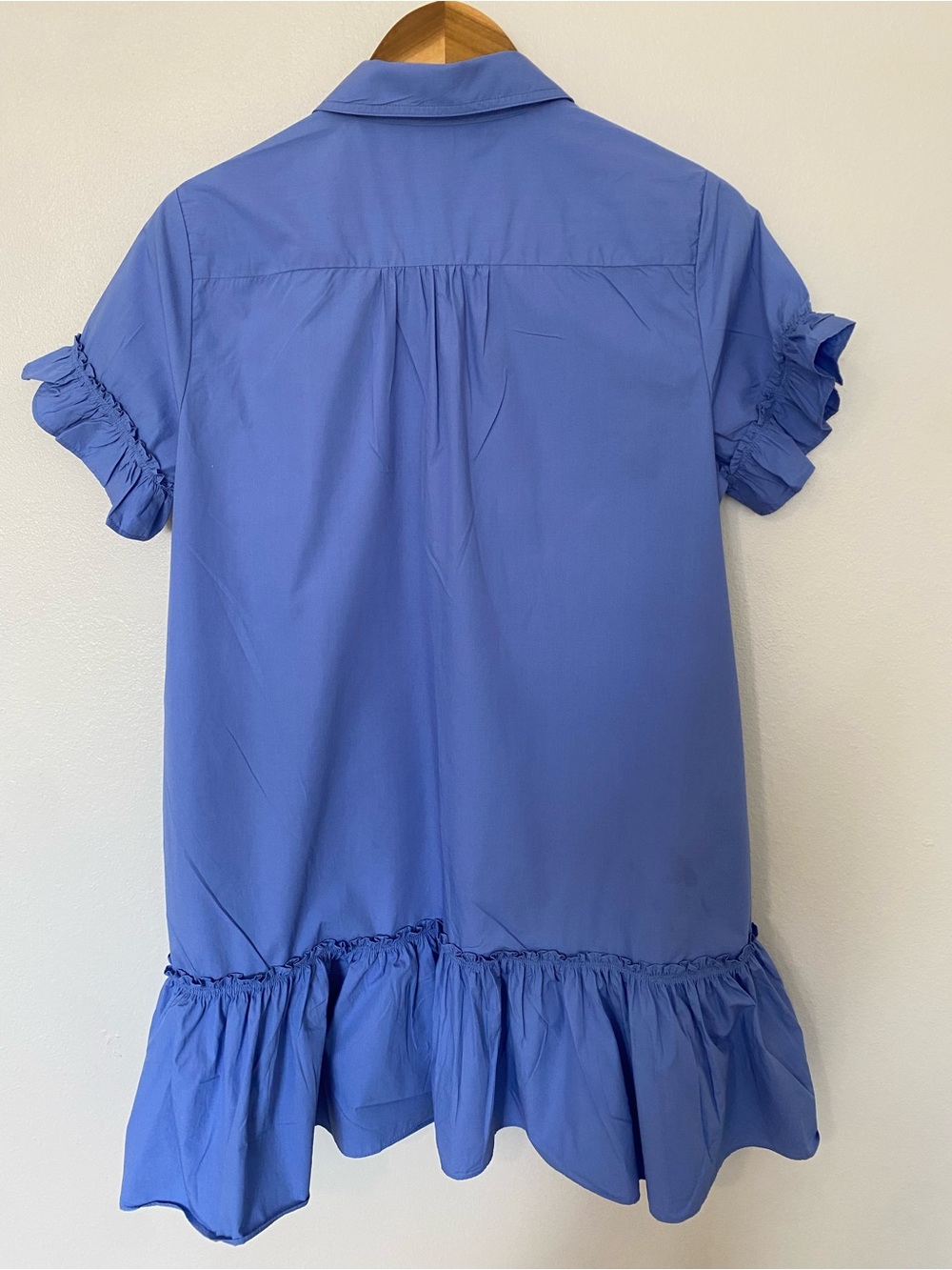 Quince Blue Ruffled Short-Sleeve Shirt Dress - Picture 2 of 8